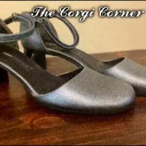 DKNY Silver Snake Print Block Heel Ankle Strap Mary Jane Heels